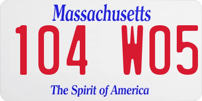 MA license plate 104WO5
