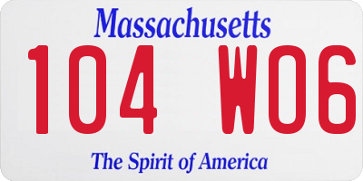 MA license plate 104WO6