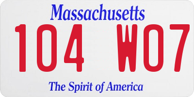 MA license plate 104WO7