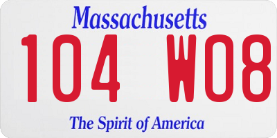 MA license plate 104WO8