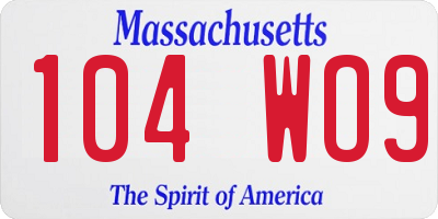 MA license plate 104WO9