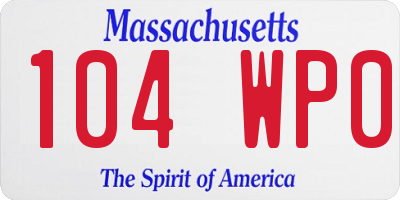 MA license plate 104WP0