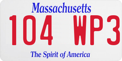 MA license plate 104WP3