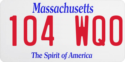 MA license plate 104WQ0