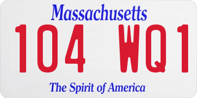 MA license plate 104WQ1