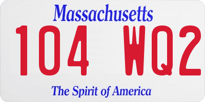 MA license plate 104WQ2