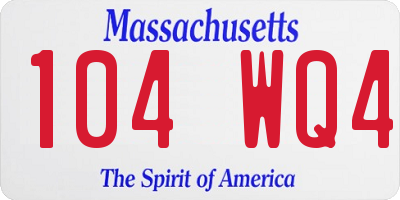 MA license plate 104WQ4
