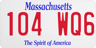 MA license plate 104WQ6