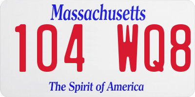 MA license plate 104WQ8
