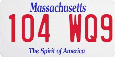 MA license plate 104WQ9