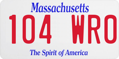 MA license plate 104WR0