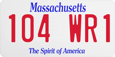 MA license plate 104WR1