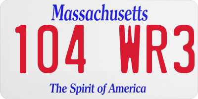 MA license plate 104WR3