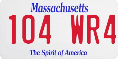 MA license plate 104WR4