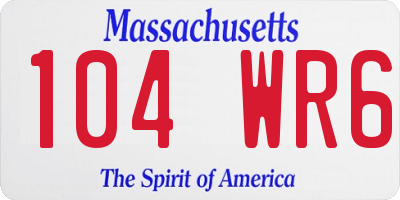 MA license plate 104WR6