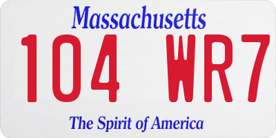 MA license plate 104WR7