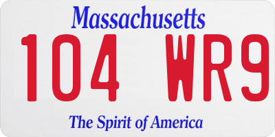 MA license plate 104WR9