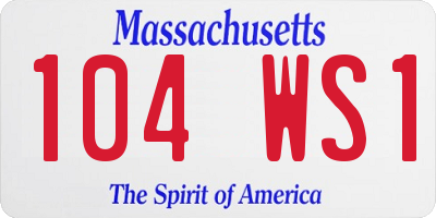 MA license plate 104WS1