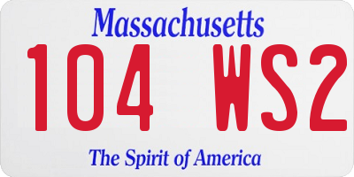 MA license plate 104WS2