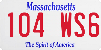 MA license plate 104WS6