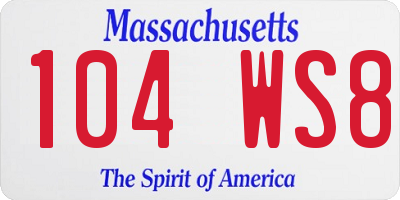 MA license plate 104WS8