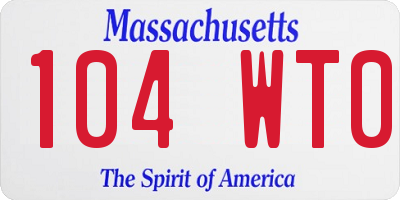 MA license plate 104WT0
