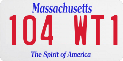 MA license plate 104WT1