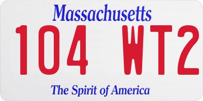 MA license plate 104WT2