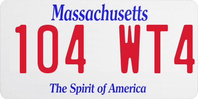 MA license plate 104WT4