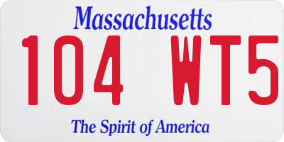 MA license plate 104WT5