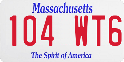 MA license plate 104WT6