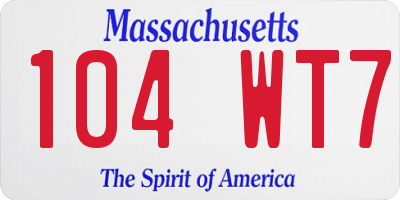 MA license plate 104WT7