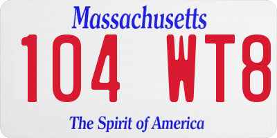 MA license plate 104WT8