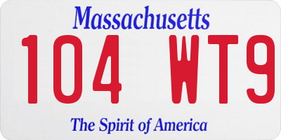 MA license plate 104WT9