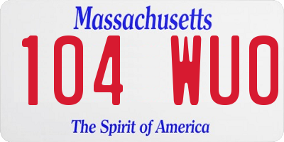 MA license plate 104WU0