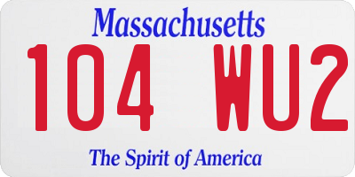 MA license plate 104WU2