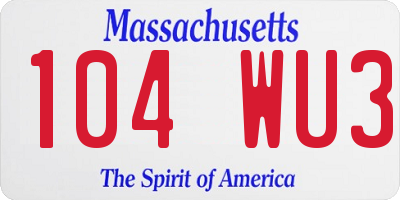 MA license plate 104WU3