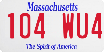 MA license plate 104WU4