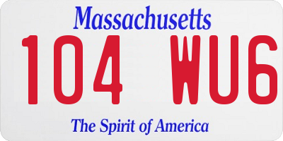 MA license plate 104WU6