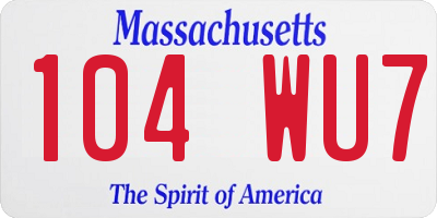MA license plate 104WU7