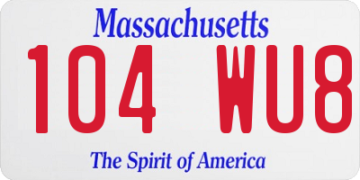 MA license plate 104WU8