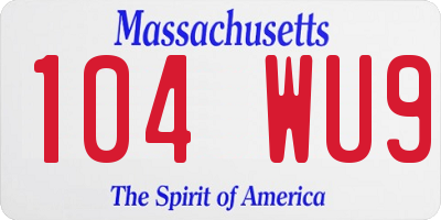 MA license plate 104WU9
