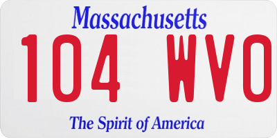 MA license plate 104WV0