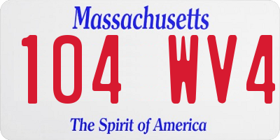 MA license plate 104WV4