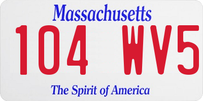 MA license plate 104WV5
