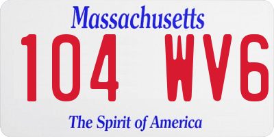 MA license plate 104WV6