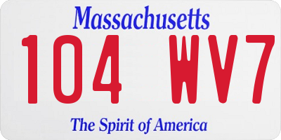 MA license plate 104WV7