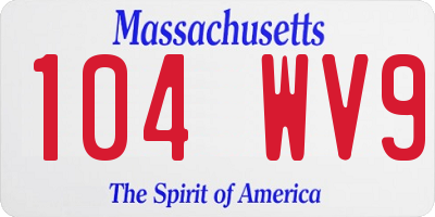 MA license plate 104WV9