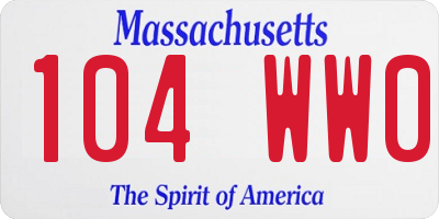 MA license plate 104WW0