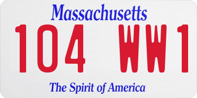 MA license plate 104WW1